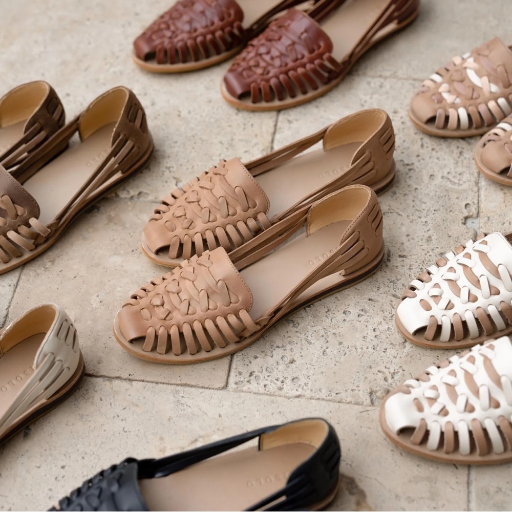 NISOLO Woven Leather Sandals honey size 8 brand new.